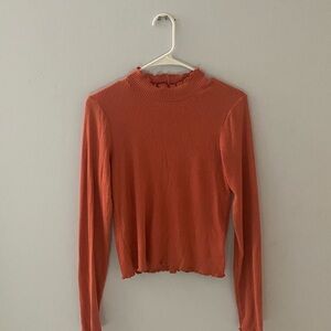 American Eagle Coral Mock-Neck Shirt